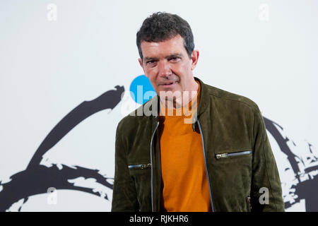 Madrid, Spanien. 06 Feb, 2019. Antonio Banderas auf einer Pressekonferenz des Teatro del Soho Caixabank auf des Musicals "A Chorus Line". Madrid, 06.02.2018 | Verwendung der weltweiten Kredit: dpa/Alamy leben Nachrichten Stockfoto