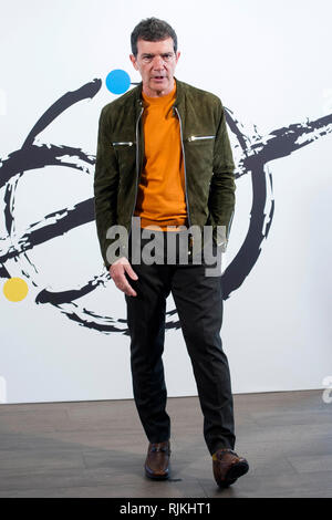 Madrid, Spanien. 06 Feb, 2019. Antonio Banderas auf einer Pressekonferenz des Teatro del Soho Caixabank auf des Musicals "A Chorus Line". Madrid, 06.02.2018 | Verwendung der weltweiten Kredit: dpa/Alamy leben Nachrichten Stockfoto