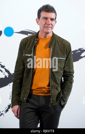 Madrid, Spanien. 06 Feb, 2019. Antonio Banderas auf einer Pressekonferenz des Teatro del Soho Caixabank auf des Musicals "A Chorus Line". Madrid, 06.02.2018 | Verwendung der weltweiten Kredit: dpa/Alamy leben Nachrichten Stockfoto