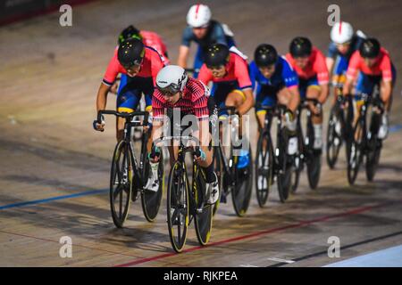 Arena in Melbourne, Melbourne, Australien. 7 Feb, 2019. 6 Tage Melbourne Radfahren; Manon Lloyd von Großbritannien führt den Satz Credit: Aktion plus Sport/Alamy leben Nachrichten Stockfoto