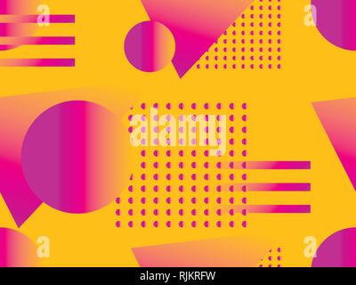 Geometrische nahtlose Muster. Geometrische Formen mit Farbverlauf, Memphis Stil. Zine Kultur Zusammenfassung Hintergrund. Vector Illustration Stock Vektor