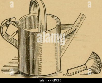 . Barry's Obstgarten. Obst - Kultur. [Aus dem alten Katalog]. 480 KURSERY UND OBST GARTEN implementiert. Trauben, und halten ihn fest, bis er nach unten gebracht wird. Diese sind sehr für das Sammeln von ein paar Trauben von der Spitze eines Hauses oder einem Gitter (Abb. nützlich. 188). Abschnitt 4 - Maschinen für die Bewässerung. Die Hand-Syringe (Abb. 189) - Dies ist ein sehr nützliches für das Streuen und waschen das Laub der Bäume bei trockenem Wetter. Es gibt verschiedene Arten, aus Zinn, Kupfer und Messing, und zu verschiedenen Preisen verkauft. Welcher Art auch immer werden mehrere Caps (yl) die Menge zu regulieren oder Dusche Wasser haben sollte Stockfoto