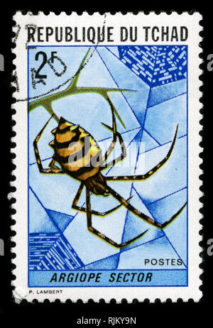 Poststempel Stempel aus dem Tschad im Insekten Serie 1972 ausgestellt Stockfoto