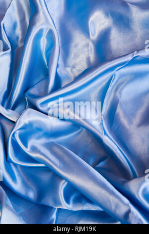 Nahaufnahme von Baby Blau Satin fabric Stockfoto