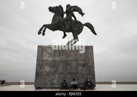 Alexander der Große Statue, Thessaloniki, Griechenland am 20. November 2018. Stockfoto