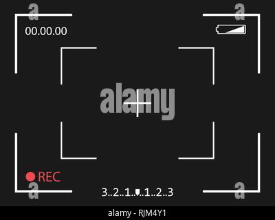 Kamera Rahmen Sucherbildschirm auf schwarzem Hintergrund. Vector Illustration. Stock Vektor