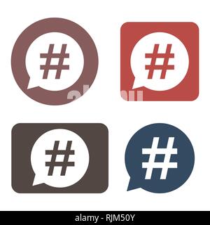 Hashtag Symbol in der Sprechblase. Vector Illustration, flache Bauform. Stock Vektor