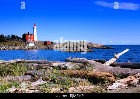 Fisgard Leuchtturm National Historic Site entlang der Pazifikküste in der Nähe von Victoria, BC, Kanada Stockfoto