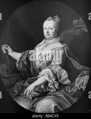 Abbildung: Maria Theresia (1717 - 1780), der einzige weibliche Herrscher der Habsburgischen Herrschaften und der letzte des Hauses Habsburg. Stockfoto