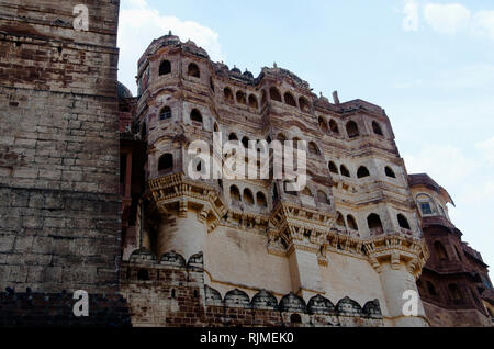 Von außen oder Mehran Fort Mehrangarh, Jodhpur, Rajasthan, Indien Stockfoto