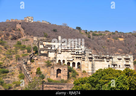 Bundi Palast & Taragarh Fort, oder Stern fort, Bundi, Rajasthan, Indien Stockfoto