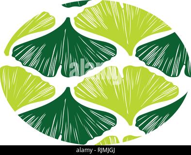 Ginkgoblätter Welt vektor Muster Vorlage in grünen Farben Palette Stock Vektor