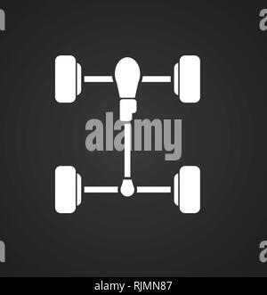 Auto Räder base Symbol auf schwarzem Hintergrund für Grafik- und Webdesign, modernen einfachen Vektor unterzeichnen. Internet Konzept. Trendy Symbol für Web site Design web-Taste oder mobile App. Stock Vektor