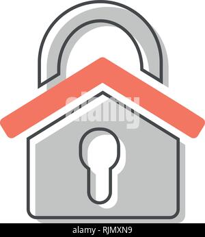 Das Symbol eines Hauses mit einem Vorhängeschloss Stock Vektor