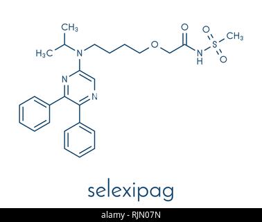 Selexipag pulmonaler arterieller Hypertonie Medikament Molekül. Skelettmuskulatur Formel. Stock Vektor