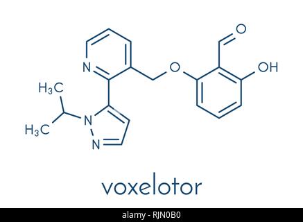 Voxelotor Sichelzellanämie Droge Molekül Skelett Formel. Stock Vektor