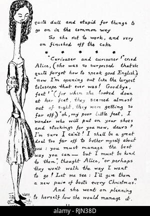 Abbildung: Faksimile der Handschrift für "Alice im Wunderland" von Lewis Carroll. Alice's Adventures in Wonderland (Alice im Wunderland gekürzt) ist ein 1865 Roman des englischen Autors Charles Lutwidge Dodgson unter dem Pseudonym Lewis Carroll geschrieben. Stockfoto