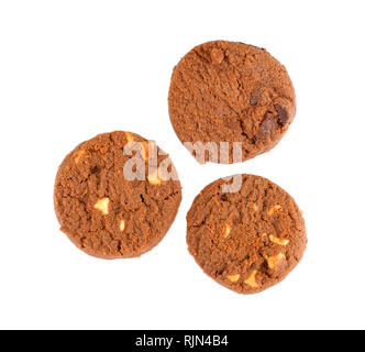 Hausgemachte Cookies. Amerikanische Chocolate Chip Cookies auf weißem Hintergrund Stockfoto