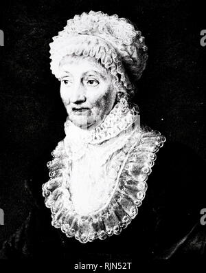 Caroline Lucretia Herschel (1750 - 1848); Deutscher Astronom, deren wichtigste Beiträge zur Astronomie waren die Entdeckungen der mehrere Kometen, einschließlich der periodischen Kometen 35 P/Herschel-Rigollet, die ihren Namen trägt. Aus dem Bildnis 1829 gemalt von Martin Francois Teilemans Stockfoto