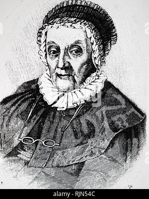 Caroline Lucretia Herschel (1750 - 1848); Deutscher Astronom, deren wichtigste Beiträge zur Astronomie waren die Entdeckungen der mehrere Kometen, einschließlich der periodischen Kometen 35 P/Herschel-Rigollet, die ihren Namen trägt. Stockfoto