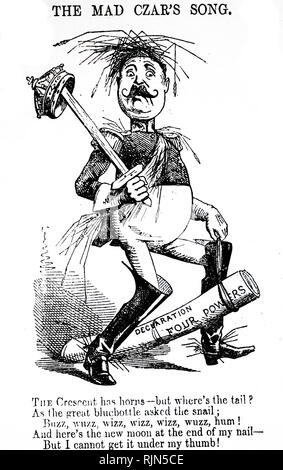 Abbildung: Zar Nikolaus I. (1796-1855), Kaiser von Russland aus dem Jahr 1825. John Leech Karikatur aus dem Punch, 1854, ihm zu zeigen, wie ein Verrückter Stockfoto