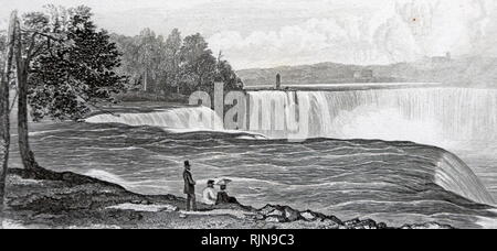 Eine Gravur mit einer Ansicht von Niagara Falls. Vom 19. Jahrhundert Stockfoto