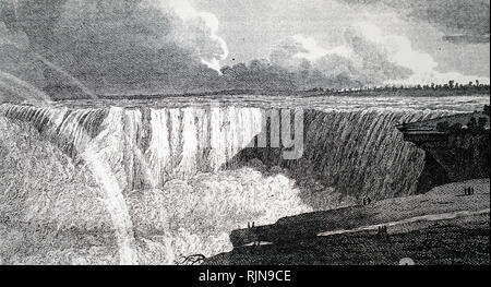 Eine Gravur mit einer Ansicht von Niagara Falls. Vom 19. Jahrhundert Stockfoto