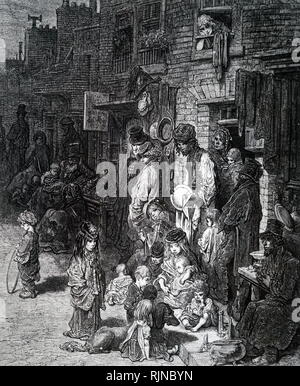 Eine Gravur, Wentworth Street, Whitechapel. Vom 19. Jahrhundert Stockfoto