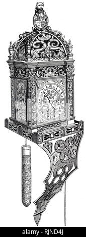 Eine Gravur, eine Uhr von Henry VIII Anne Boleyn. Vom 19. Jahrhundert Stockfoto