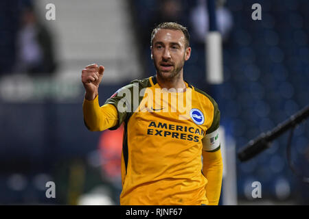 6. Februar 2019, West Bromwich, West Bromwich, England; Emirates FA Cup, 4.Runde replay, West Bromwich Albion vs Brighton; Glenn Murray (17) von Brighton feiert sein Ziel Credit: Phil Westlake/News Bilder, Englische Fußball-Liga Bilder unterliegen dem DataCo Lizenz Stockfoto