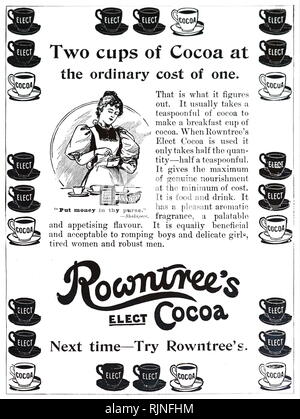 Eine Werbung für Rowntree des Kakaos. Vom 20. Jahrhundert Stockfoto