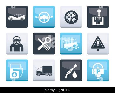 Auto und Transport icons über Farbe Hintergrund - Vektor Icon Set Stock Vektor