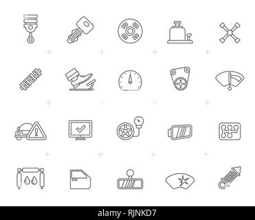Line Auto Service und Auto teil Symbole - Vektor Icon Set 1. Stock Vektor