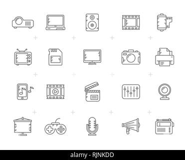 Line moderne Multimedia icons-Vektor Icon Set Stock Vektor