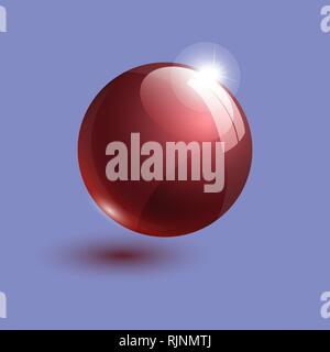 Realistische Rot hell glas kugel 3d Vektor illustration Stock Vektor