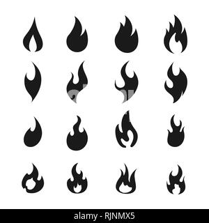 Feuer Flamme logo Icon Set von 16 Stock Vektor