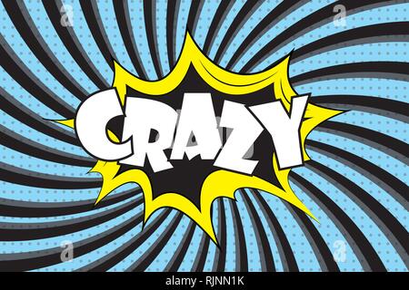 Crazy-Text in retro Comic Stil. Stock Vektor