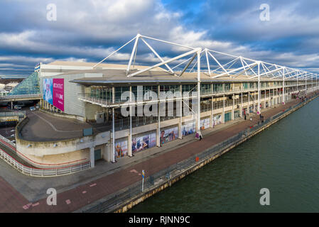 Die ExCeL-Center, Ausstellung und International Convention Centre in der Nähe von Royal Victoria Dock, London Docklands, East London, England. Stockfoto