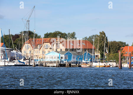 Blick über die Schlei von Sundsacker zu Arnis, Schleswig-Holstein, Deutschland, Europa Stockfoto