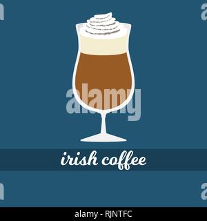 Irish Coffee Cup mit Schlagsahne Vector Illustration Stock Vektor