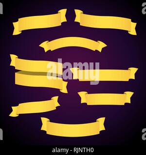Gelbe web ribbon Banner gesetzt. Vector Illustration für Design Stock Vektor