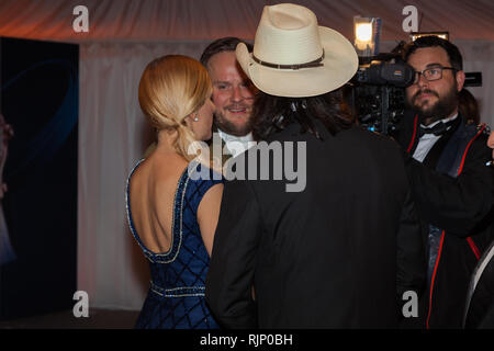 DRESDEN, Deutschland - 01. FEBRUAR 2019: Lanny Lanner und der Vater von Stefanie Hertel, Eberhard Hertel während des 14 Semper Opernball 2019 Stockfoto