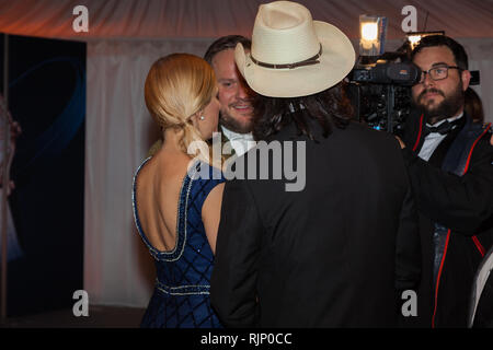 DRESDEN, Deutschland - 01. FEBRUAR 2019: Lanny Lanner und der Vater von Stefanie Hertel, Eberhard Hertel während des 14 Semper Opernball 2019 Stockfoto