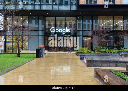 London, England. Januar 2018 Google zentrale Büros in London in der Nähe von St. Pancras und King's Cross Bahnhof. Stockfoto