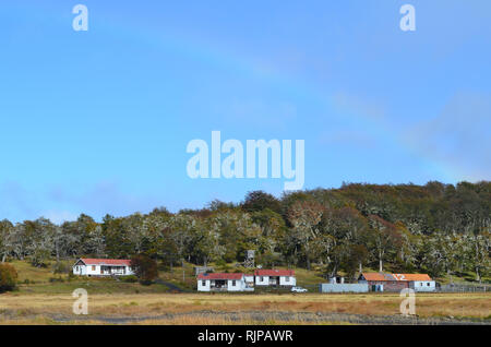 Karukinka Naturpark Verwaltungsgebäude und Büros Park Rangers', Tierra del Fuego, Chile Stockfoto