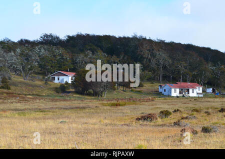 Karukinka Naturpark Verwaltungsgebäude und Büros Park Rangers', Tierra del Fuego, Chile Stockfoto