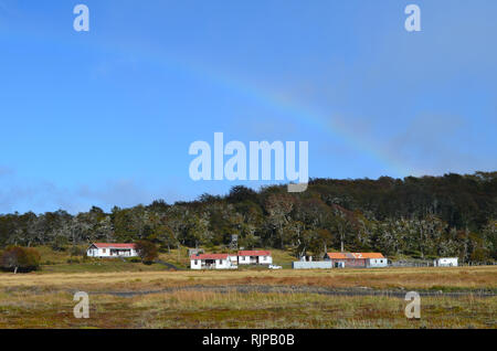 Karukinka Naturpark Verwaltungsgebäude und Büros Park Rangers', Tierra del Fuego, Chile Stockfoto