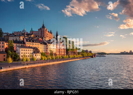 Stockholm. Stadtbild das Bild der Altstadt von Stockholm, Schweden während des Sonnenuntergangs. Stockfoto