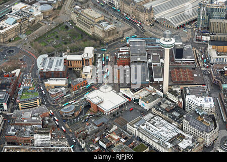 Luftaufnahme von St Johns Einkaufszentrum und Umgebung im Stadtzentrum von Liverpool Stockfoto