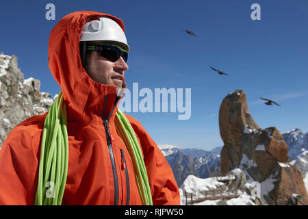 Portrait von Bergsteiger, Chamonix, Rhône-Alpes, Frankreich Stockfoto